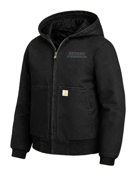 Carhartt Womens Black Washed Duck Active Jacket w/Scottish Rite for Children Logo