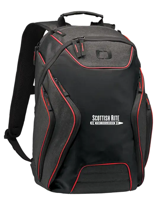 OGIO Red/Heather Grey Hatch Laptop Backpack
 w/Scottish Rite for Children Logo