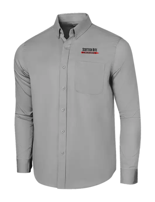 Long Sleeve Light Grey Superpro React Twill Shirt w/Scottish Rite for Children Logo