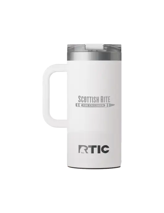 RTIC Road Trip 16 oz White Travel Mug w/Scottish Rite for Children Logo
