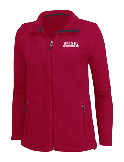 Womens Red Fleece Jacket w/Scottish Rite for Children Logo
