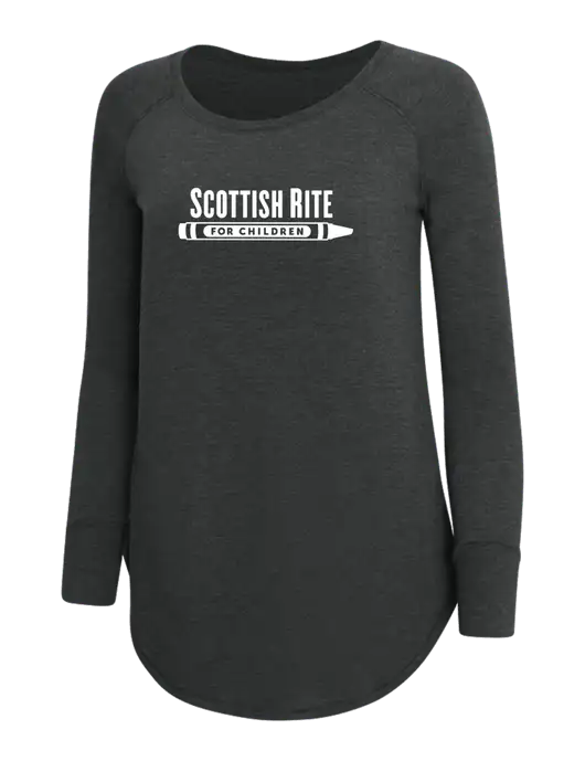 Womens Perfect Wide Collar Tunic Tri-Blend Black Frost 4.5 oz T-Shirt w/Scottish Rite for Children Logo