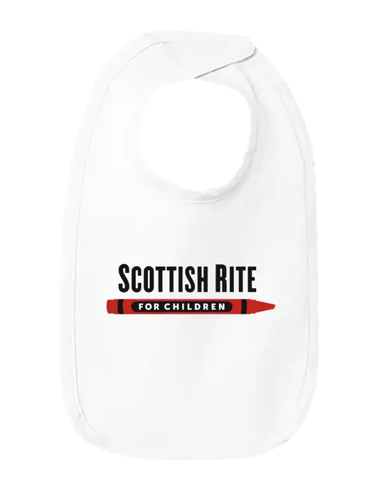 Rabbit Skins White Infant Premium Jersey Bib w/Scottish Rite for Children Logo