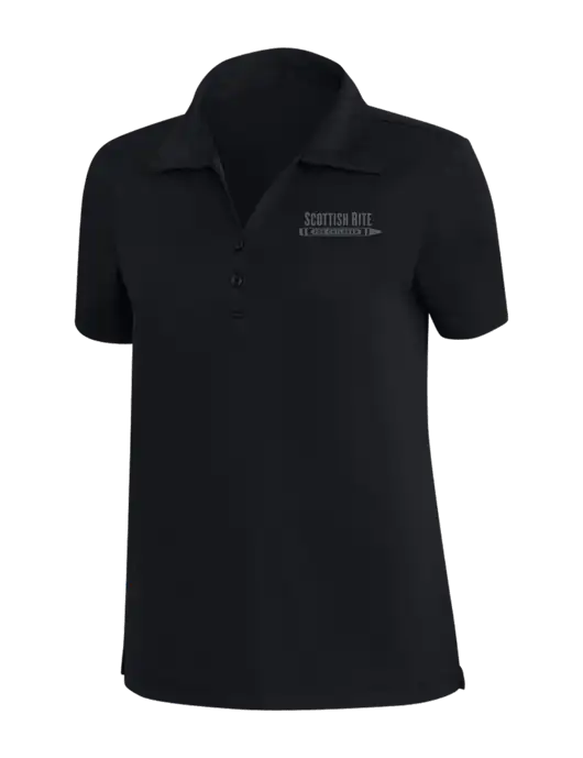 TravisMathew Black Womens Coto Performance Polo w/Scottish Rite for Children Logo
