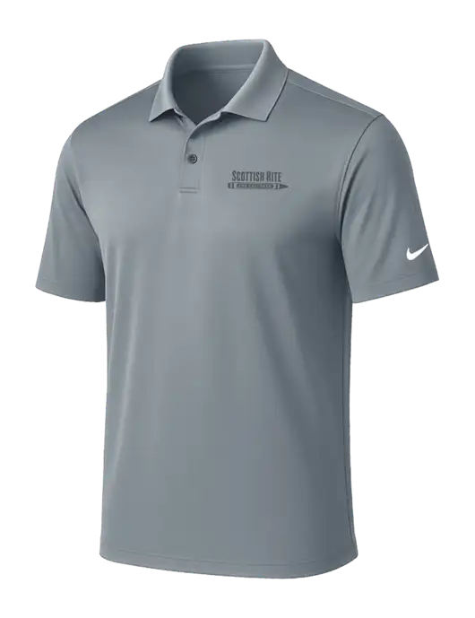 NIKE Medium Grey Victory Solid Polo w/Scottish Rite for Children Logo