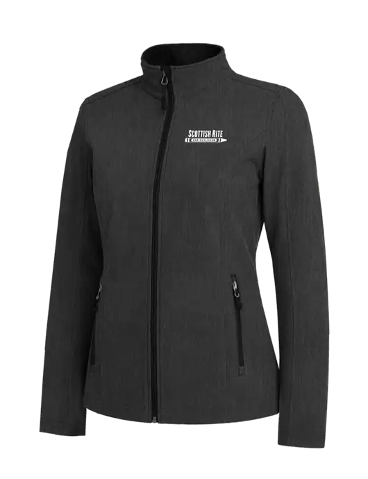 Black Charcoal Heather Womens Core Soft Shell Jacket w/Scottish Rite for Children Logo
