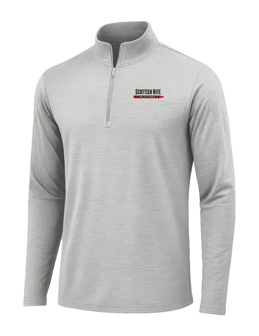Light Grey Heather Posicharge Tri-Blend Wicking 1/4 Zip Pullover w/Scottish Rite for Children Logo