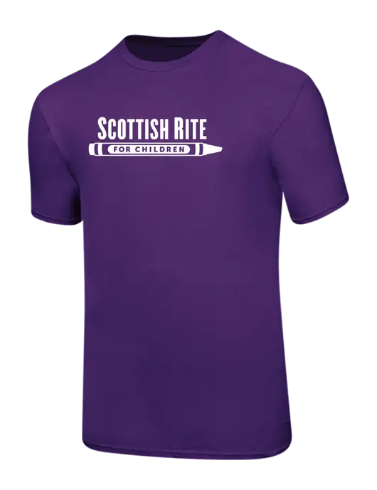 Ring Spun Purple 4.5 oz T-Shirt w/Scottish Rite for Children Logo