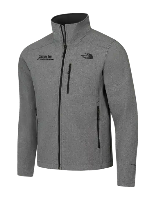 North Face Light Grey Heather Apex Barrier Soft Shell Jacket w/Scottish Rite for Children Logo