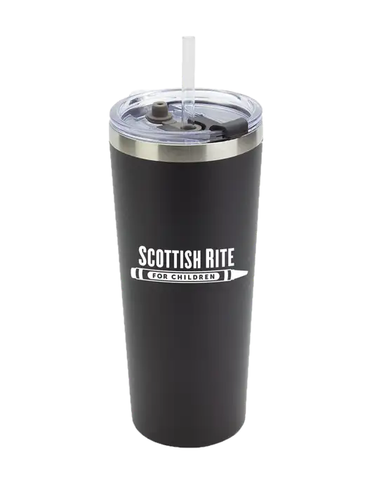 Brighton Black 20 oz Insulated Tumbler & Straw w/Scottish Rite for Children Logo