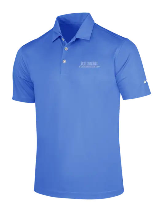 NIKE Light Royal Blue Dri-Fit Vertical Mesh Polo w/Scottish Rite for Children Logo