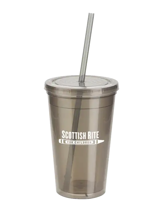 Sorrento Medium Grey 16 oz Tumbler with Lid & Straw w/Scottish Rite for Children Logo