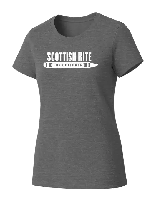 Womens Seriously Soft Grey Frost T-Shirt w/Scottish Rite for Children Logo