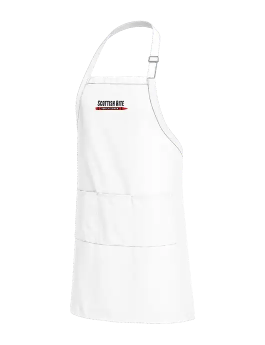 Easy Care Extra Long Bib White Apron with Stain Release w/Scottish Rite for Children Logo