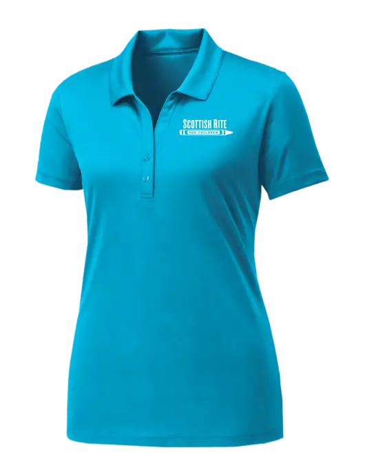 Womens Sapphire Blue PosiCharge Competitor Polo w/Scottish Rite for Children Logo