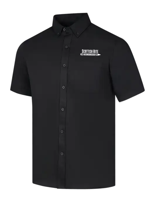 Short Sleeve Deep Black Superpro React Twill Shirt w/Scottish Rite for Children Logo