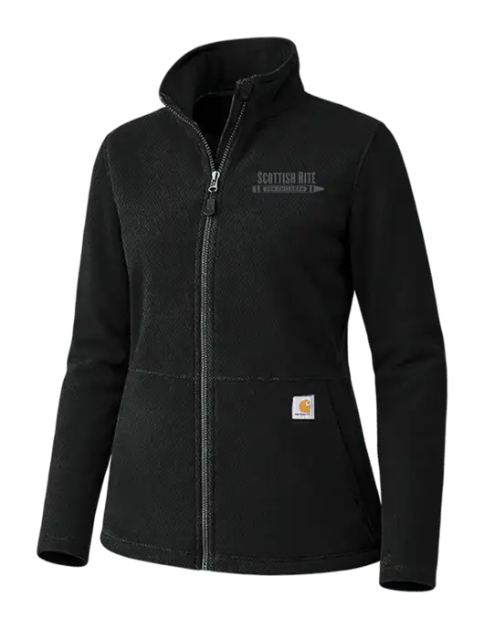Carhartt Womens Black Textured Full-Zip Fleece Jacket w/Scottish Rite for Children Logo