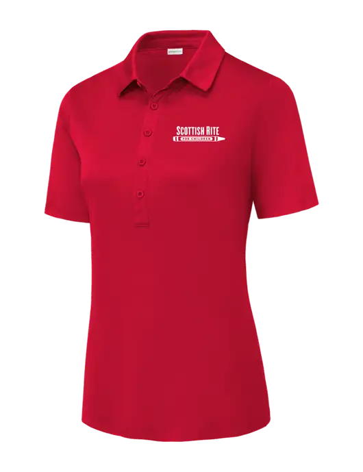 True Red Womens Posi-UV Pro Polo w/Scottish Rite for Children Logo