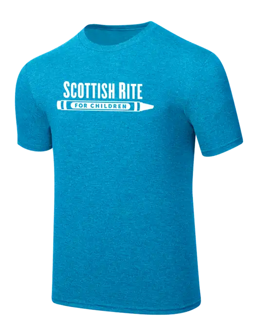 Simply Soft Sapphire Blue Frost 4.5oz  Poly/Combed Ring Spun Cotton T-Shirt w/Scottish Rite for Children Logo