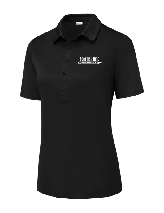 Black Womens Posi-UV Pro Polo w/Scottish Rite for Children Logo