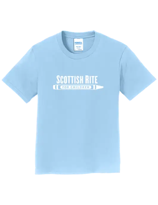 Youth Ring Spun Light Blue 4.5 oz T-Shirt w/Scottish Rite for Children Logo