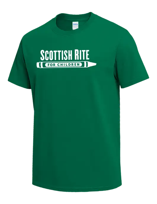 Kelly Green Heavyweight 6.1 oz T-Shirt w/Scottish Rite for Children Logo