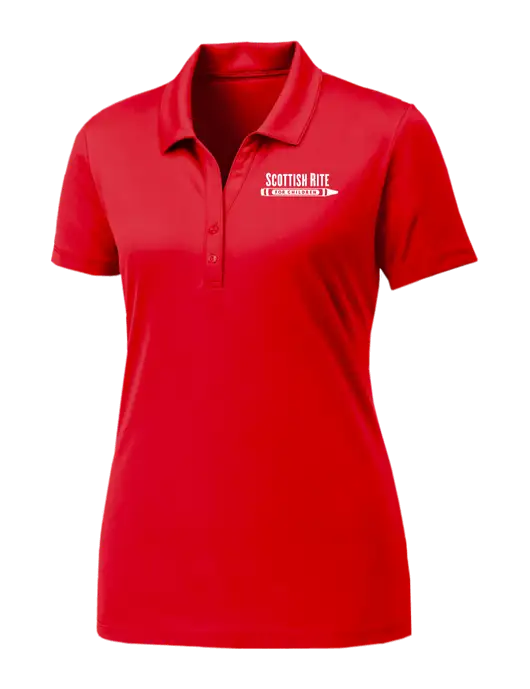 Womens Red PosiCharge Competitor Polo w/Scottish Rite for Children Logo