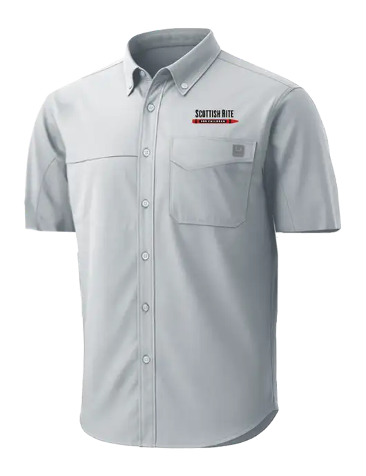 HUK Light Grey Tide Point Short Sleeve Shirt w/Scottish Rite for Children Logo