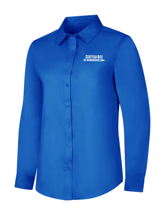 Womens Long Sleeve Royal Blue Superpro React Twill Shirt w/Scottish Rite for Children Logo