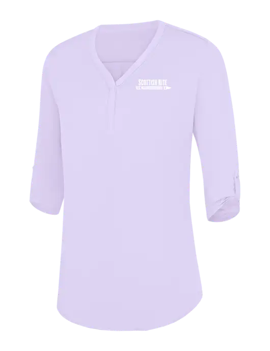 Womens Very Light Purple City Stretch 3/4-Sleeve Tunic w/Scottish Rite for Children Logo