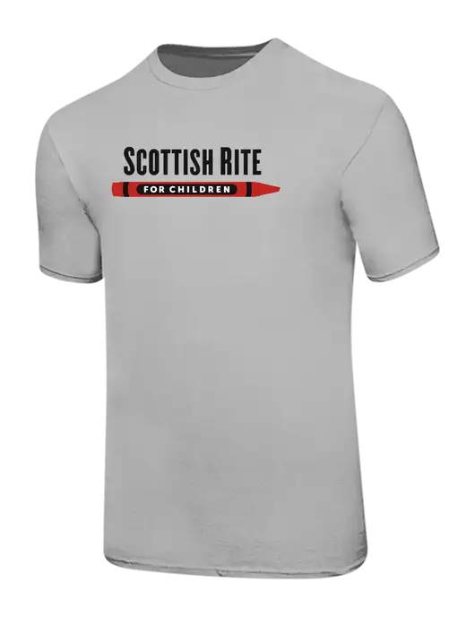 Ring Spun Silver 4.5 oz T-Shirt w/Scottish Rite for Children Logo