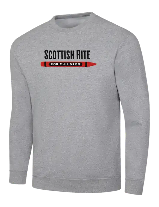 Light Grey Heather 7.8 oz Ring Spun Crew Sweatshirt w/Scottish Rite for Children Logo