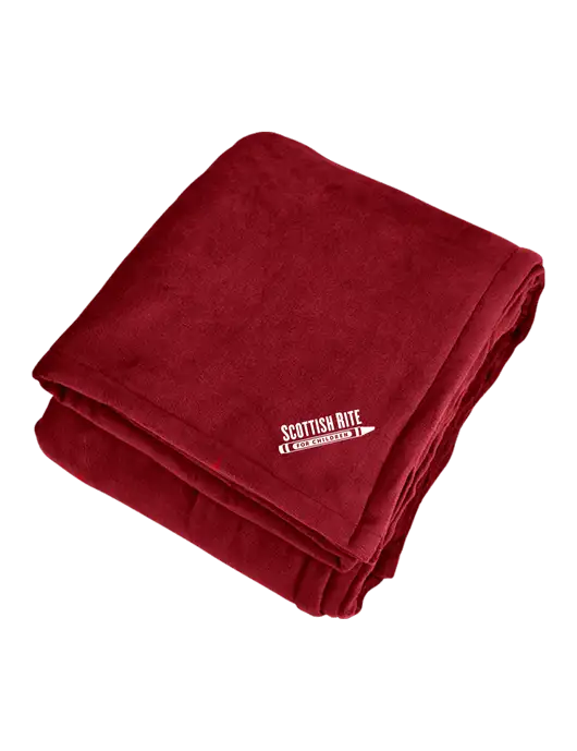 Mountain Lodge Red Rhubarb Blanket w/Scottish Rite for Children Logo