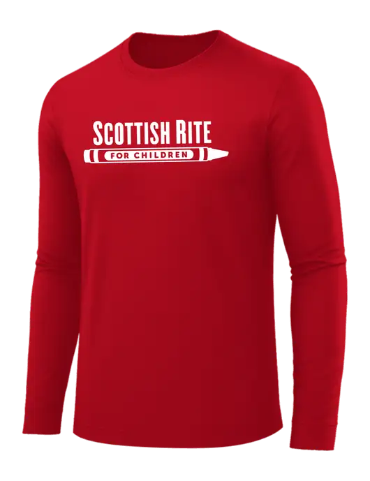 Long Sleeve Red PosiCharge Competitor Tee w/Scottish Rite for Children Logo