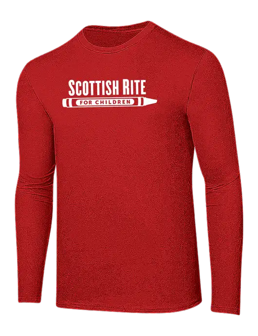 Ring Spun Dark Red 4.5 oz Long Sleeve T-Shirt w/Scottish Rite for Children Logo