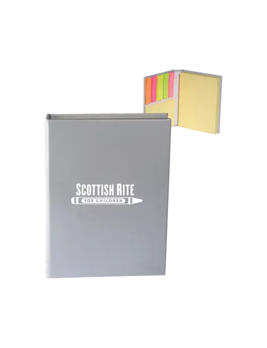 Light Medium Grey Sticky Book Folio, 3.125 x 4.125 w/Scottish Rite for Children Logo
