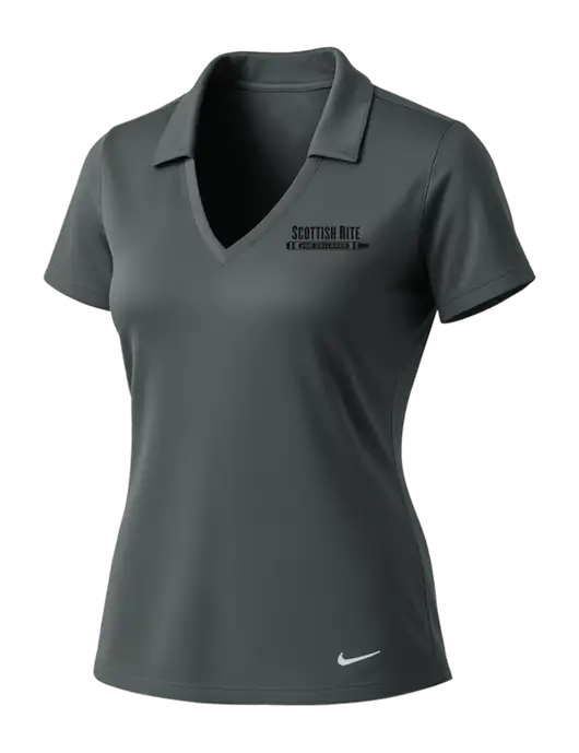 NIKE Dark Grey Womens Dri-Fit Vertical Mesh Polo w/Scottish Rite for Children Logo