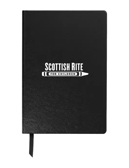 Achieve Black Hardcover Journal, 5.5 x 8.37 w/Scottish Rite for Children Logo
