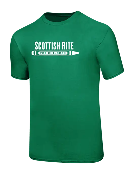 Ring Spun Kelly Green 4.5 oz T-Shirt w/Scottish Rite for Children Logo