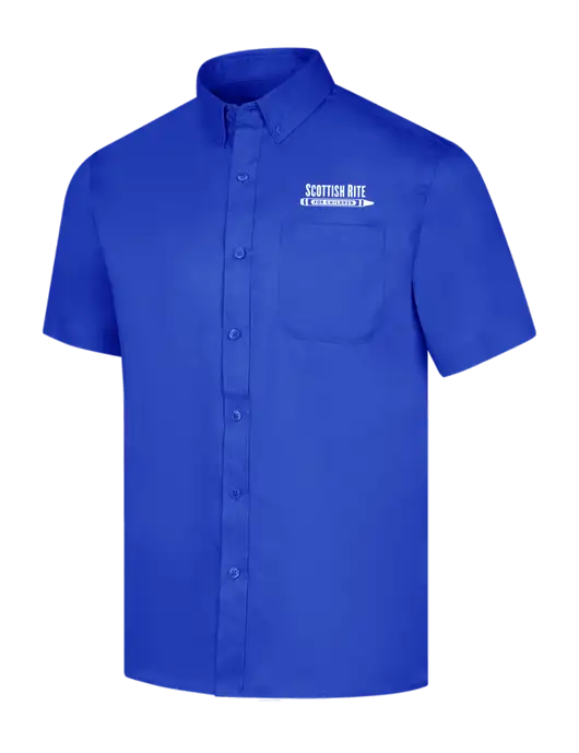 Short Sleeve Dark Royal Superpro React Twill Shirt w/Scottish Rite for Children Logo
