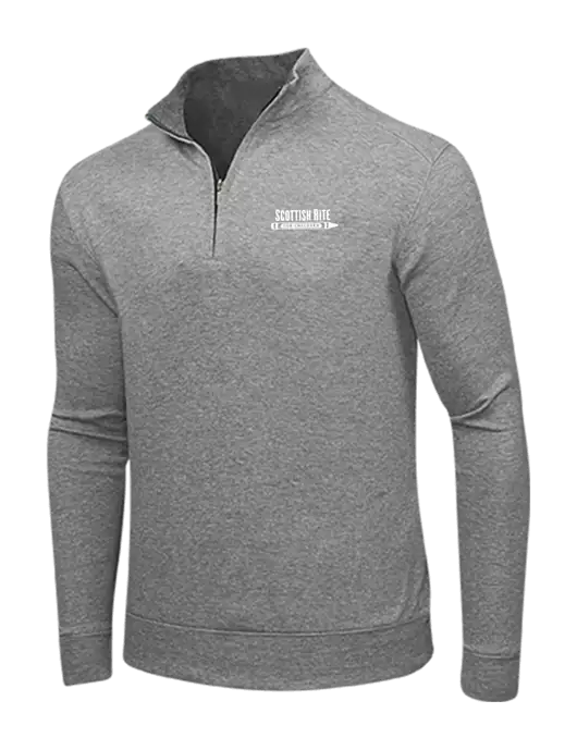 Medium Heather Grey/Charcoal Heather Interlock 1/4 Zip w/Scottish Rite for Children Logo