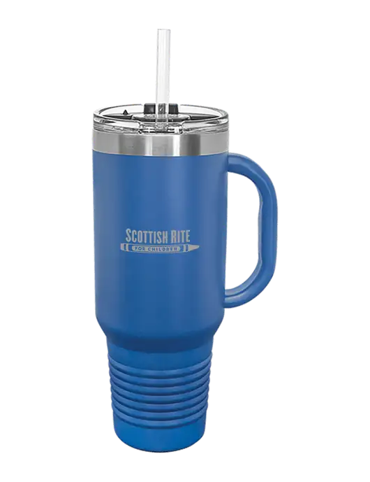 Polar Camel 40 oz. Powder Coated Vacuum Insulated Royal Travel Mug with Straw w/Scottish Rite for Children Logo