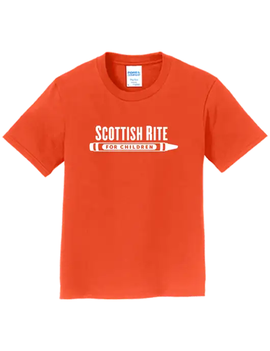 Youth Ring Spun Orange 4.5 oz T-Shirt w/Scottish Rite for Children Logo