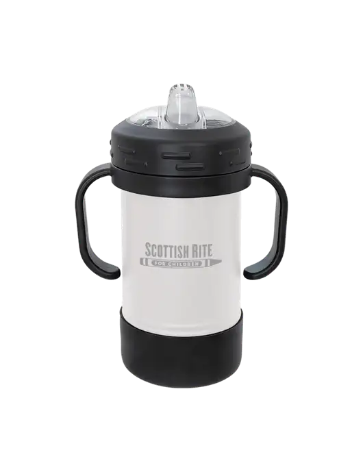 Polar Camel 10 oz Powder Coated White Sippy Cup w/Scottish Rite for Children Logo