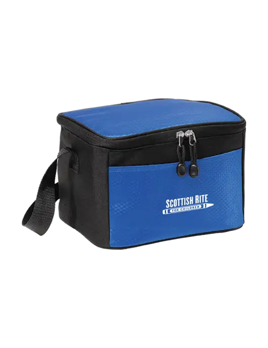6 Can Twilight Blue/Black Cube Cooler w/Scottish Rite for Children Logo