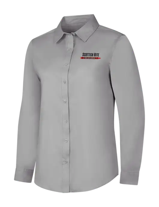 Light Grey Womens Long Sleeve Superpro React Twill Shirt w/Scottish Rite for Children Logo