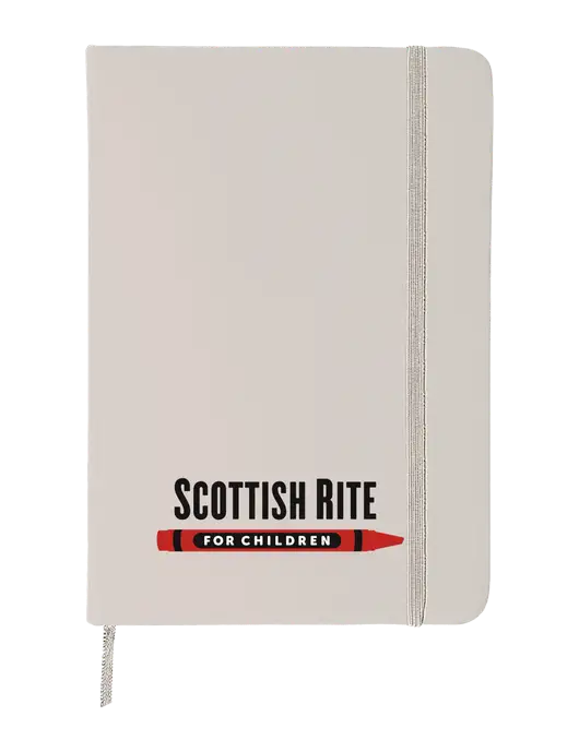 White Comfort Touch Bound Journal 5" X 7" w/Scottish Rite for Children Logo