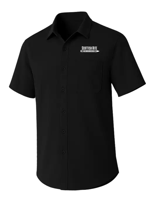Black Short Sleeve UV Dockside Shirt w/Scottish Rite for Children Logo