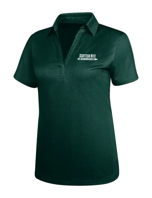 Dark Green Womens Performance Fine Jacquard Polo w/Scottish Rite for Children Logo