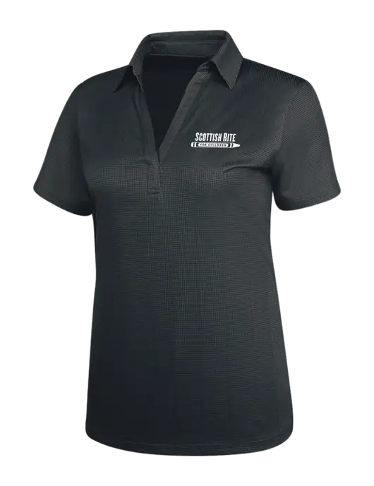 Dark Grey Womens Performance Fine Jacquard Polo w/Scottish Rite for Children Logo